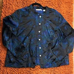 French Laundry Black and Blue Patterned Shirt Jacket